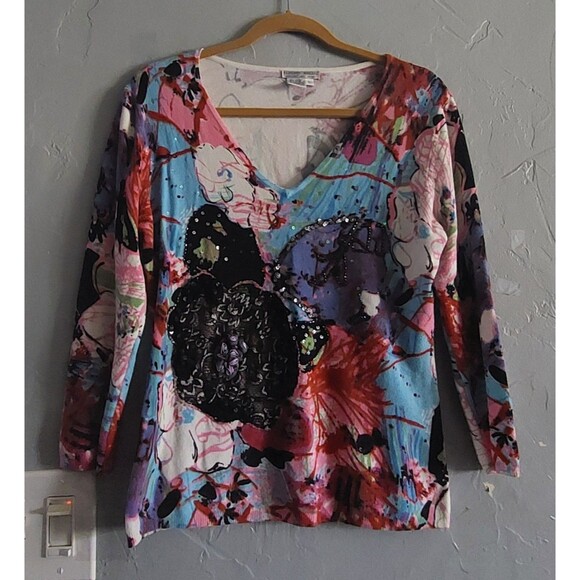 Alberto Makali Tops  Style Sweater, V Neck, Viscose Spandex, Very Soft, Art - Picture 3 of 11